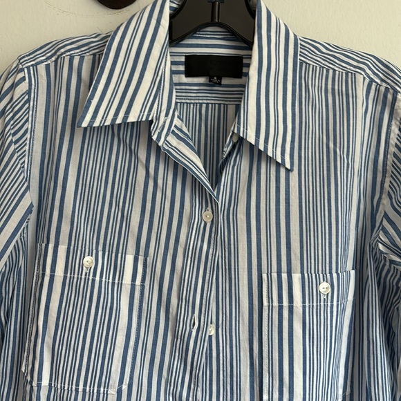 NWOT-Nili Lotan striped cotton blouse - Picture 7 of 9